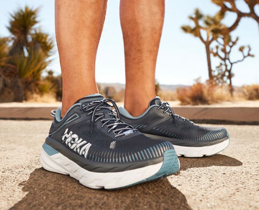 Hoka One One Running Shoes Mens Navy - Bondi 7 - 93207ZTGY